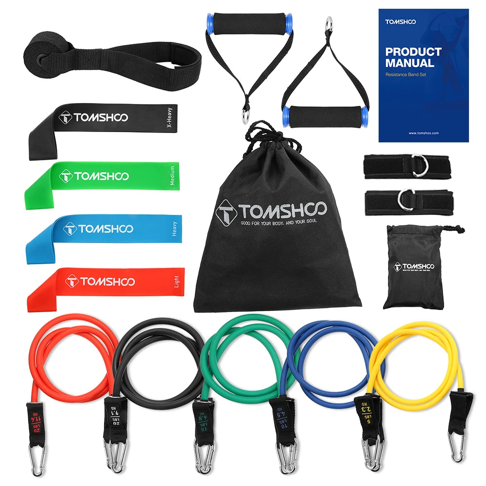 TOMSHOO Resistance Bands Fitness Yoga Home Gym Exercise Resistance Bands Latex Gym Strength Training Loops Bands Gym Workout